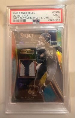 2019 Panini Select DK-Metcalf Draft Slct Mem Prz Tie-Die RC /25 PSA 9 Clean