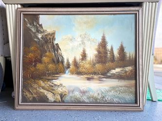 R. Emerson Framed Oil Painting Mountain Landscape