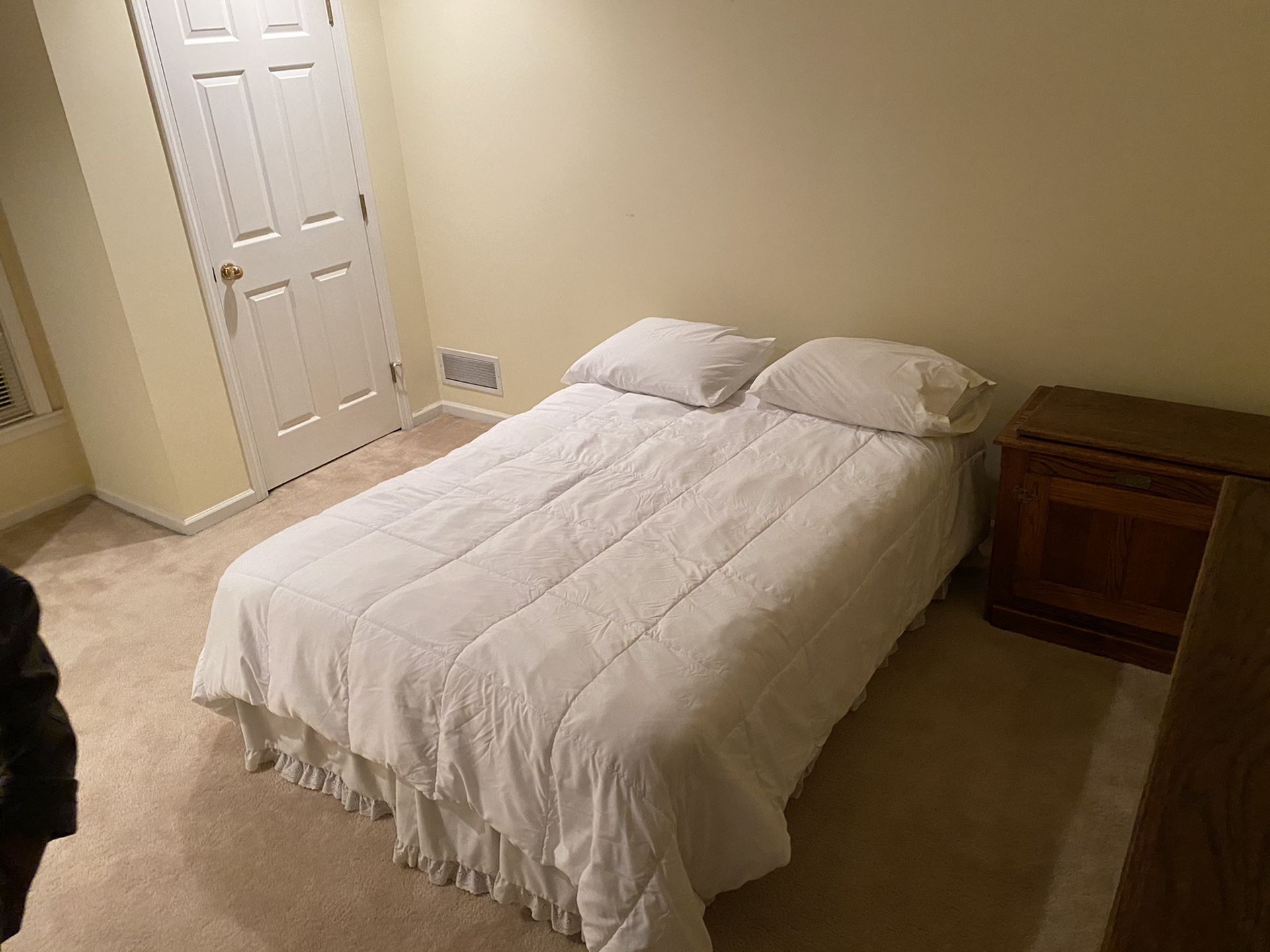 Double bed with clean barely used mattress and frame