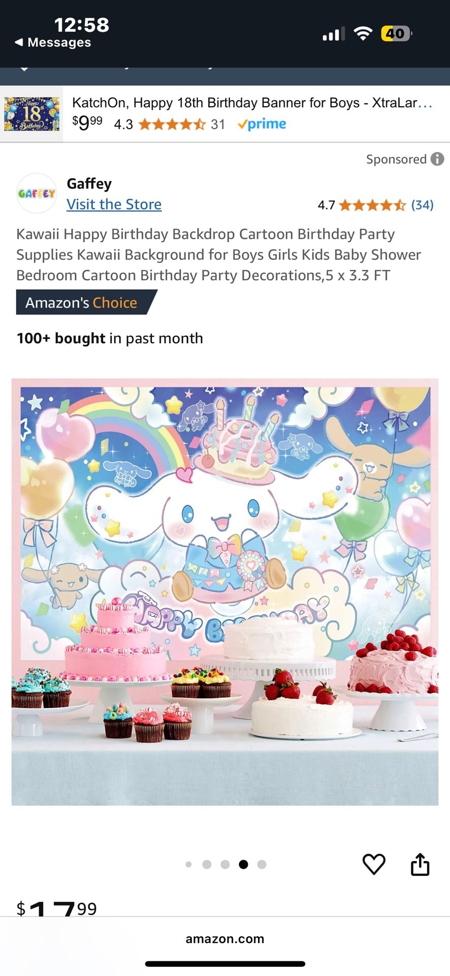 Cinnamoroll Happy Birthday! Backdrop