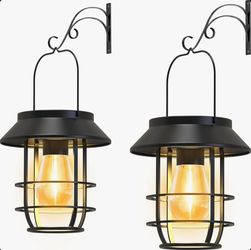 Outdoor Solar Hanging Lanterns - 2 Pack Black