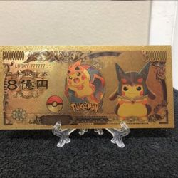 24k Gold Plated Pokémon Cosplay Pikachu Lucario Banknote