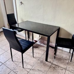 Glass Top Dining Table With 4 Chairs