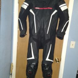 Sedici One piece leather motorcycle racing suit.