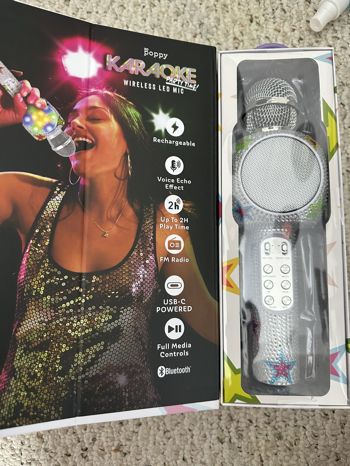 xo poppy karaoke wireless led mic