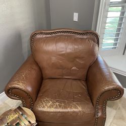 Brown Leather Sofa Couch Turner Roll Arms