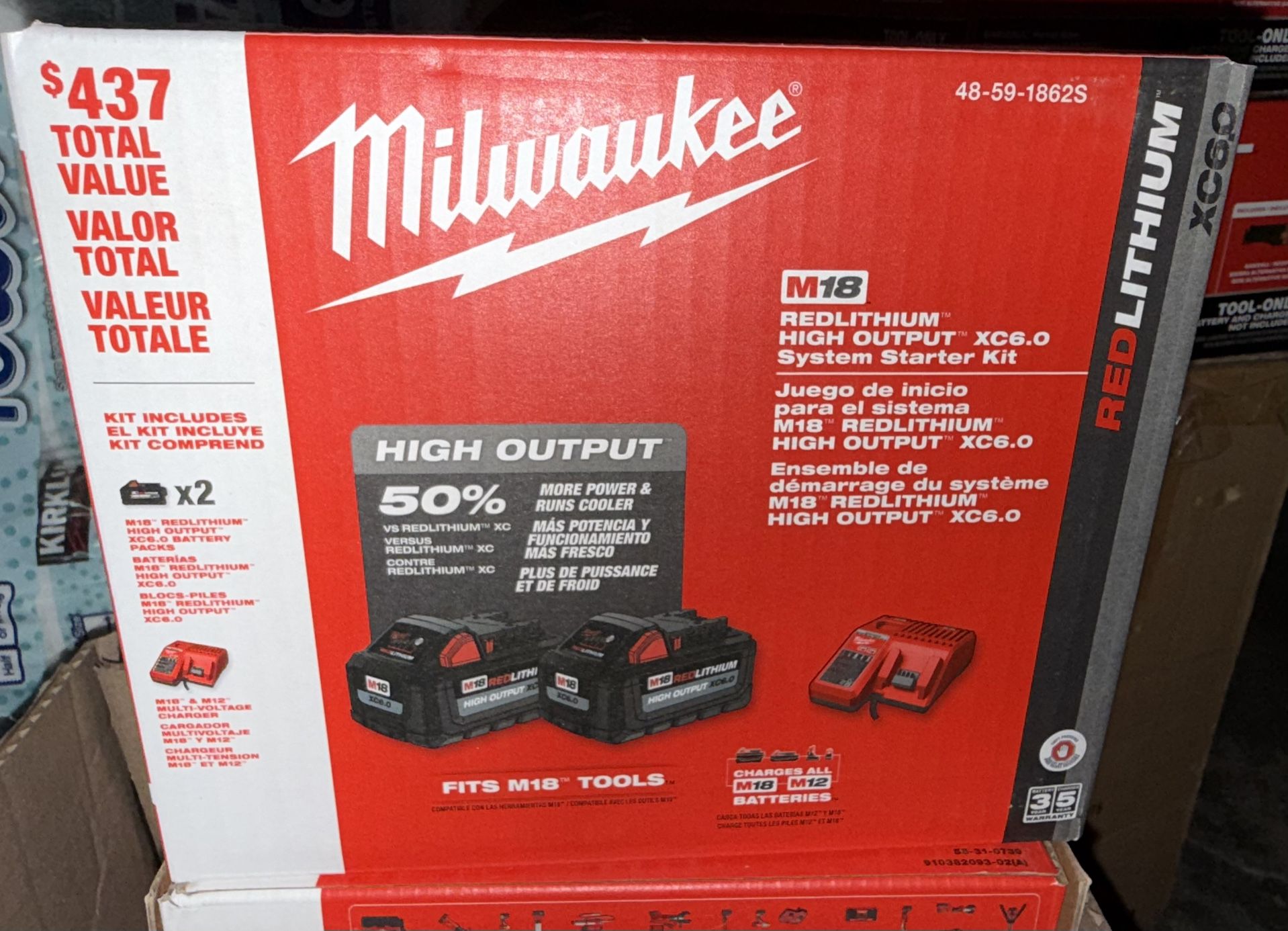 Milwaukee M18 18-Volt Lithium-Ion High Output Starter Kit with Two 6.0 Ah Battery and Charger