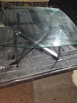 Glass Top Coffee Table with Metal Base