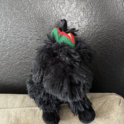 DISNEY STORE RASTA DOG PLUSH SANTA PAWS BLACK SHAGGY DOG