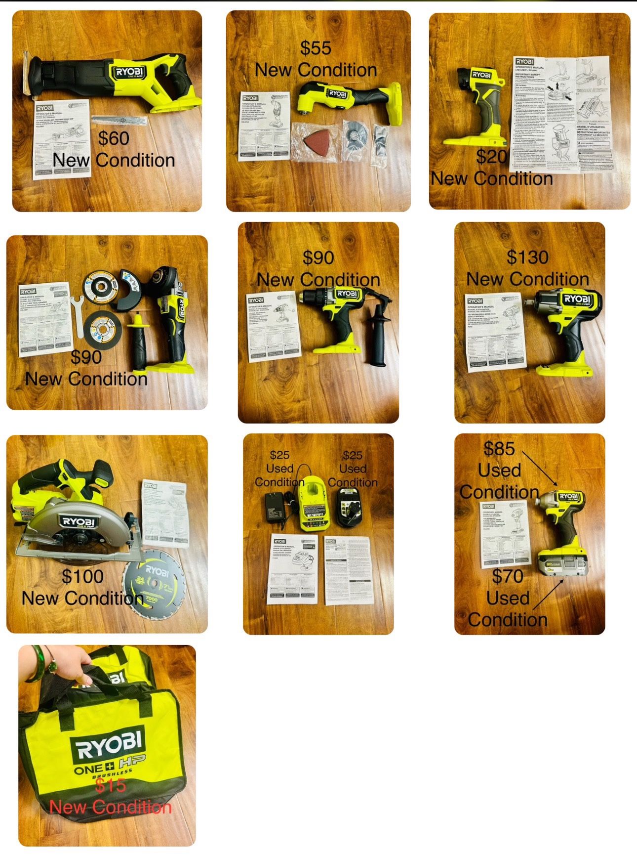 RYOBI ONE+ HP 18V Brushless Cordless Tool HIGH PERFORMANCE Batteries Charger Bag
