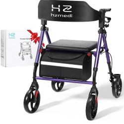 Walkers for Seniors, Foldable Rollator Walker with Durable Aluminum, Dual Adjustable Height Medical Rolling Walker 8" Wheels for All Terrain, Transpor
