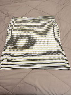 Yellow, White & Black Striped Sleeveless Graphic Tank
