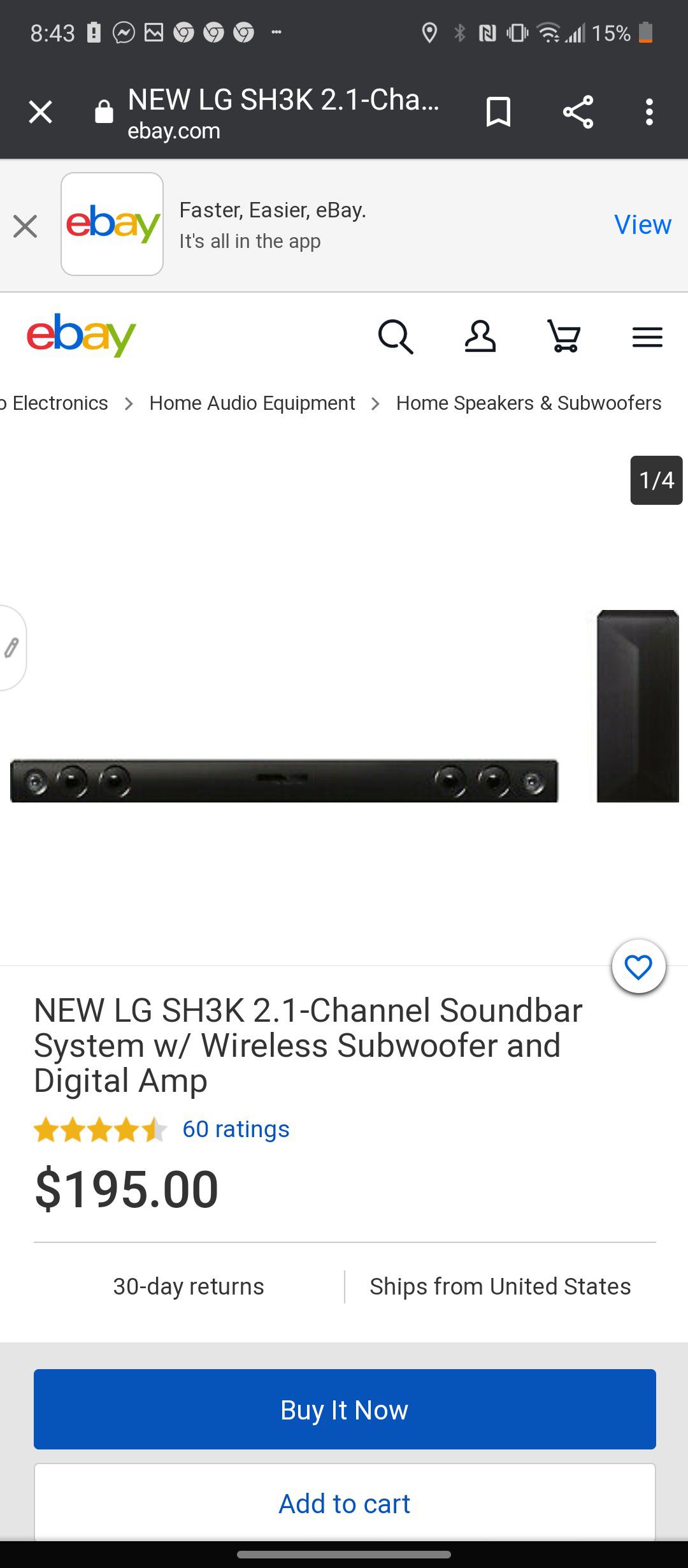 Lg sound bar and subwoofer bluetooth great condition