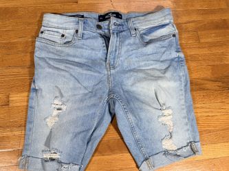 Hollister Men’s Size 31 Skinny Denim Shorts Epic Flex Light Wash Distressed Ripped