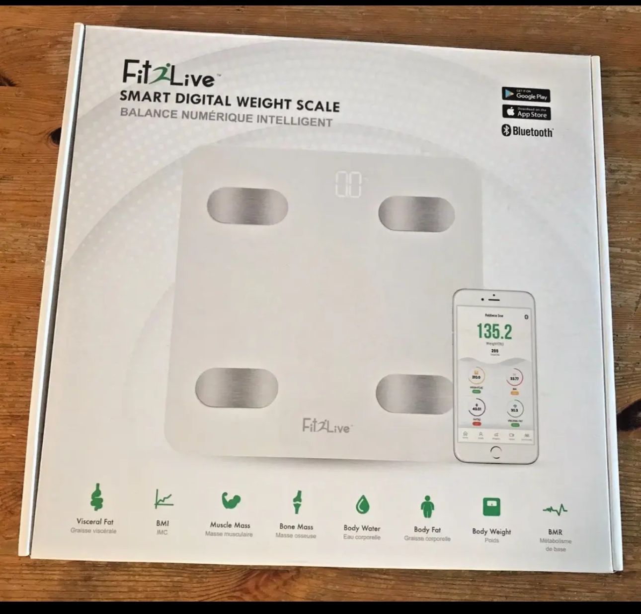 Fit2Live Smart Digital Weight Scale New Bluetooth BMI Muscle Mass Body Fat