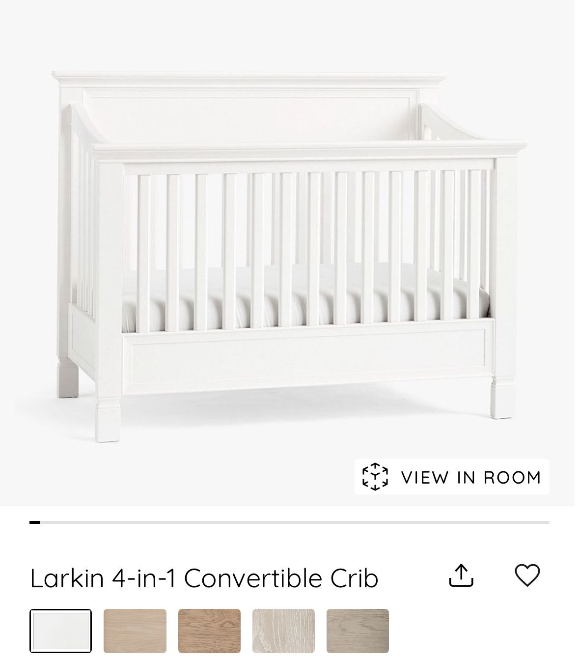 Pottery Barn Larkin 4-in-1 Crib + Toddler + Full Size Bed Conversion Kit