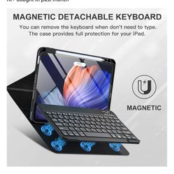 Harvopu Compatible for iPad Air 11-inch M2/ 10.9 Inch Air 5th 4th Generation Case with Keyboard - Backlit Detachable, Folio Cover with Pencil Holder f