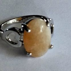 WATER TOURMALINE POLISHED  CABECHON  NEW STAINLESS STEEL SILVER FOREVER WEAR SIZE 5 RING