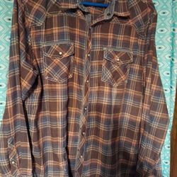 Men's Shirts, 3 BKE, Size X-large, $12.00 each,  1 Outpost Markers, Size - large  $12.00.  1 Depart WEST Size XL. 1 Gentry County  Size XL