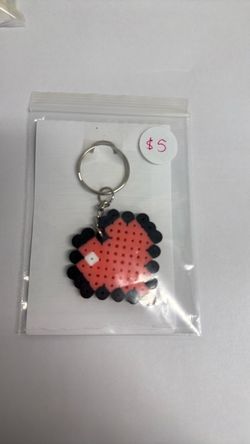 Pixel Art Heart Perler Bead Keychain
