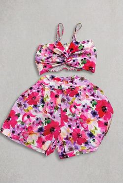 Summer floral crop top and shorts matching set Size 12
