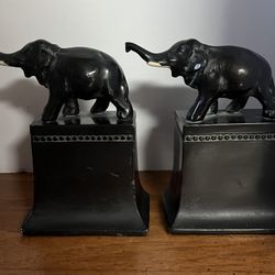 Pair Of Small Bronze Elephants 