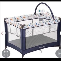 Pamo Babe Portable Playard,Sturdy Playard With Padded Mat And Toy Bar With Soft Toys (Blue)  Open box item  INVENTORY NUMBER: 10(contact info removed)