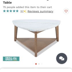 Elm Natural & Marble Triangle Coffee Table USED AND SLIGHTLY DAMAGED