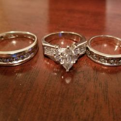 1C Dimon14karrat White Gold His And Hers Set Of Rings