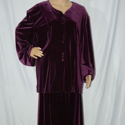 Burgundy Velour Skirt Set 