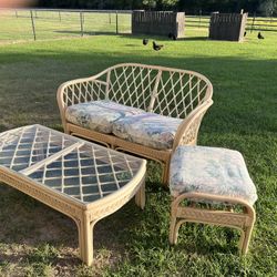 Vintage Bench Craft Ratan And Bamboo Patio Set