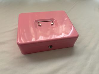 Luxshiny Cash Box with Key Lock Secure Money Box for Cash Storage Portable Organizer for Coins Pink