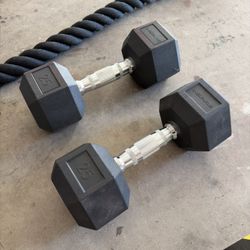 25 LB Rubber Hex Dumbells