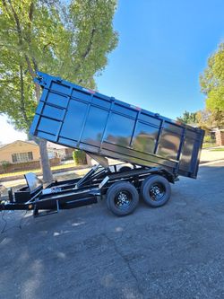 HEAVY DUTY 8 LUGS TIRES 14x8x4-12x8x4 SCISSORS HOIST SYSTEM CAPACITY 7 TON,SET RAMPS,ROLLING TARP,SPARE TIRE, 4 WHEELS ELECTRIC BRAKES, LED LIGHTS,ADJ