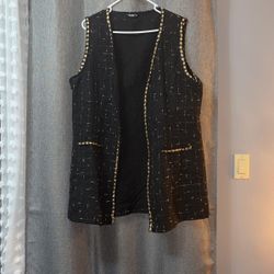 Black Fashion Vest With Gold Embroidered 