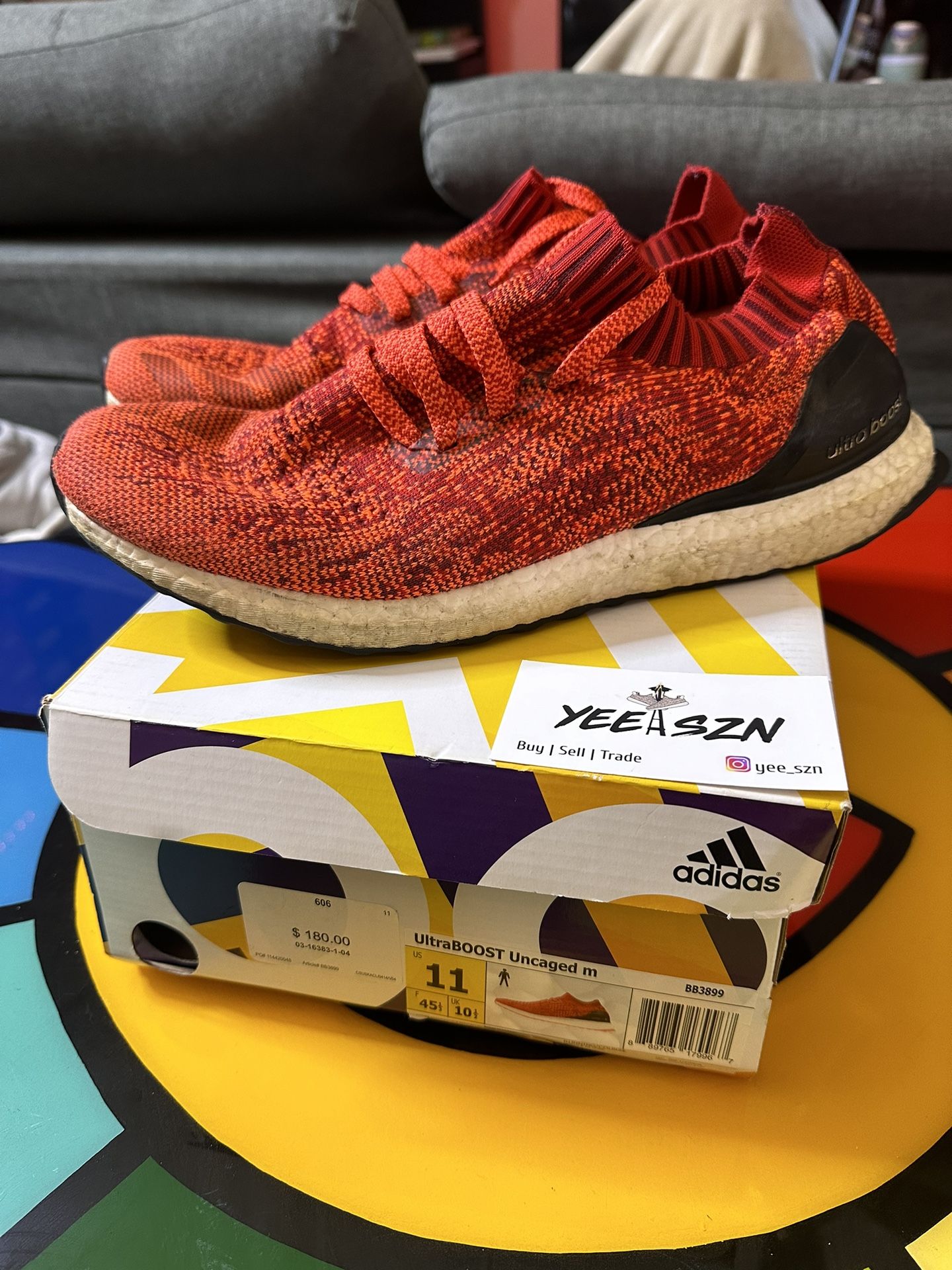 Adidas Ultraboost Red Used Uncaged Size 11