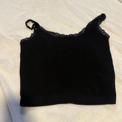 Black lace trim tank top 