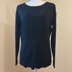 CYRUS Women's Casual Long Sleeve Crewneck Pullover Tunic Sweater, Black; Large