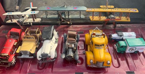 Vintage metal airplanes, and trucks