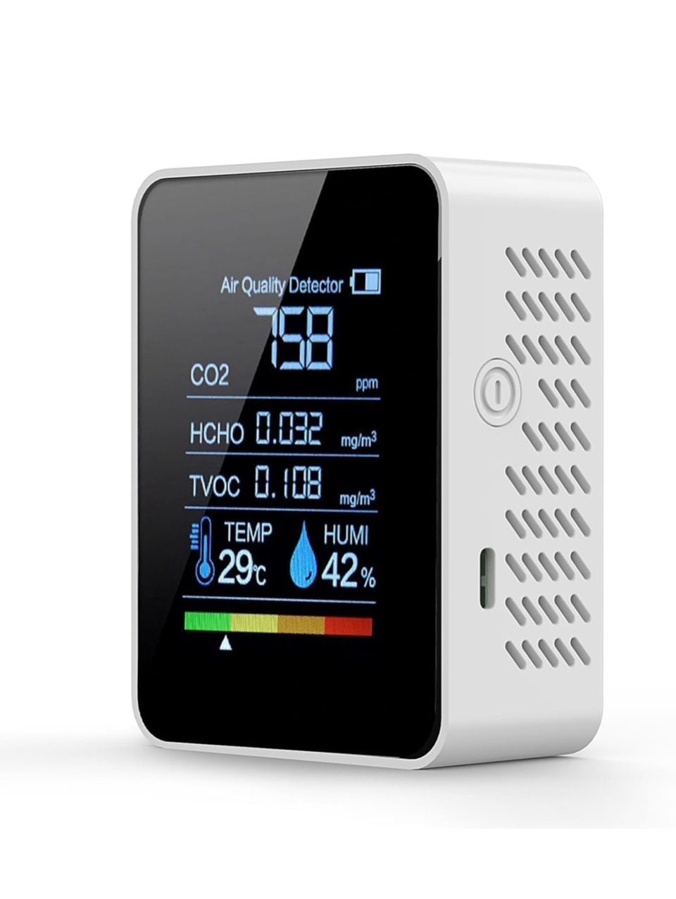 Prefessionall Indoor Air Quality Monitor, 5 in 1 Portable Smartair Quality Tester for CO2 | TVOC | HCHO | Temp | Hum for Home Cars Plants and Pets