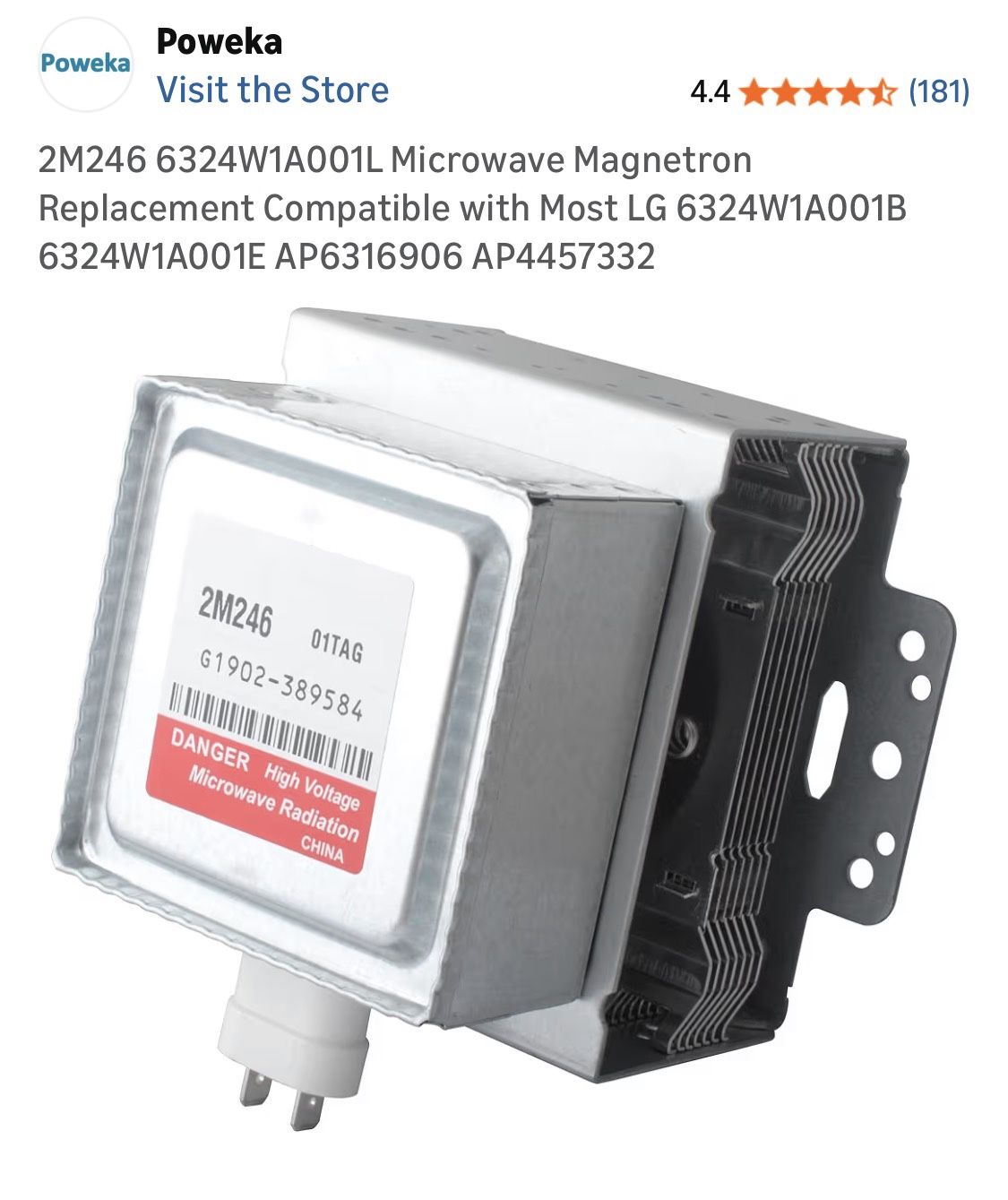 Microwave Magnetron LG 6324W1A001L