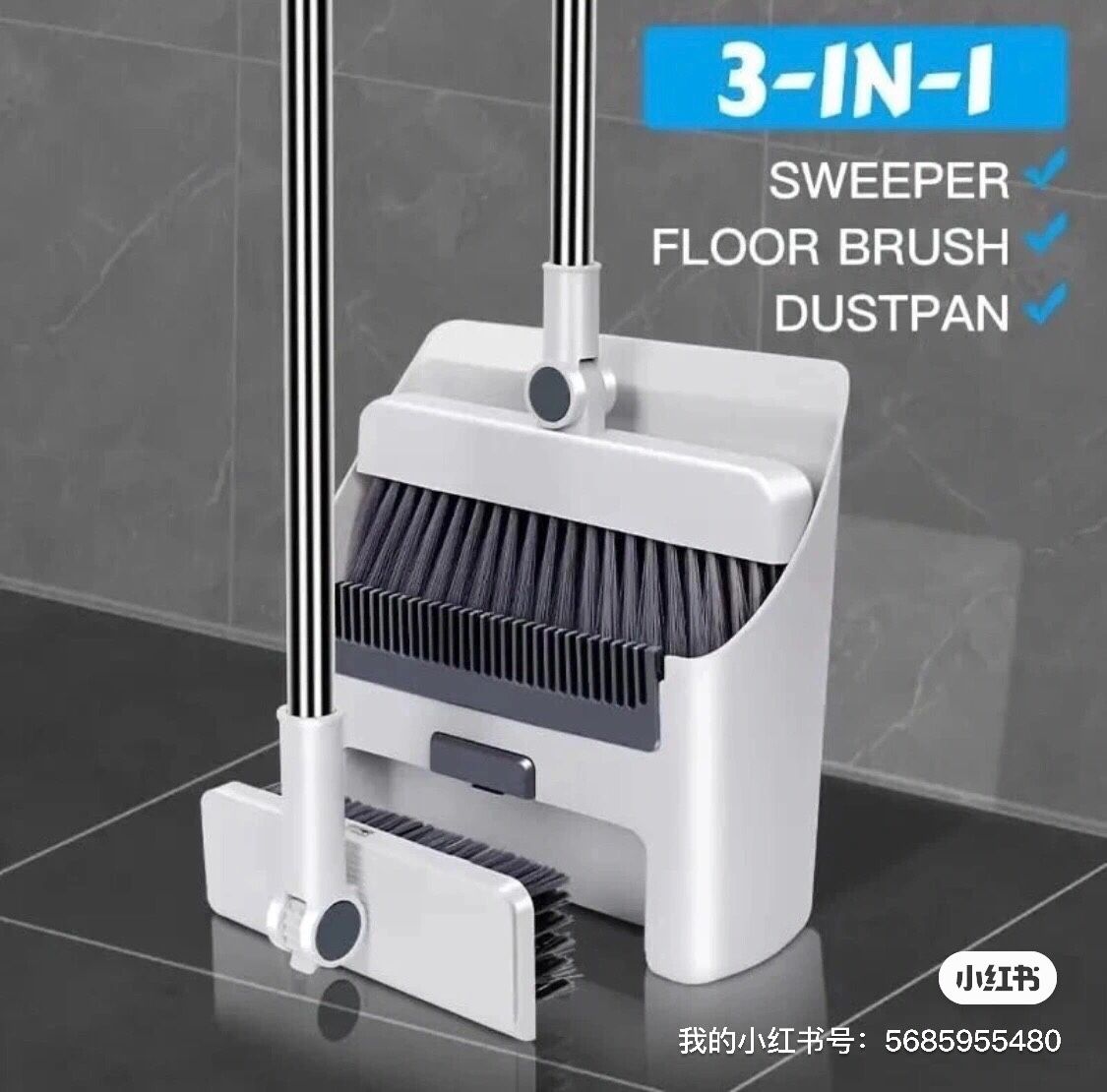 3-In-1 Broom And Dustpan Set 180 Degree Rotatable Broom Dustpan Combo Gary