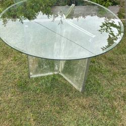 4' Glass Cocktail Table Vintage 1990s