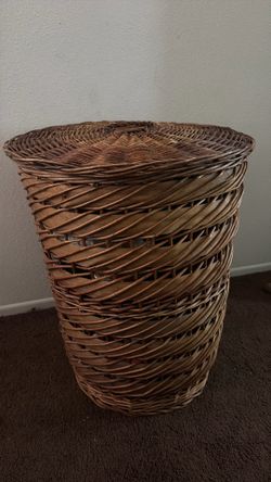 large woven laundry basket