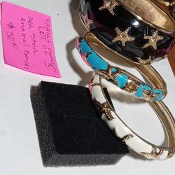 3 Enamel Bangle Bracelets Sea Star Gold-plated 