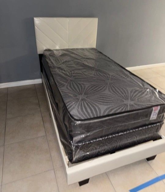 New TWIN SIZE BED FRAME WITH MATTRESS TWIN SET FURNITURE SALE 