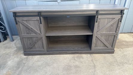 Farmhouse TV Stand with Sliding Barn Doors