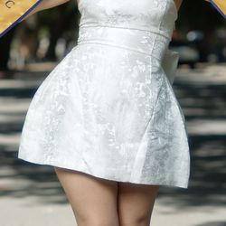 White mini dress with bow
