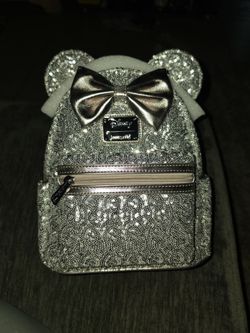 Loungefly Disney Minnie Silver Sequin Mini Backpack