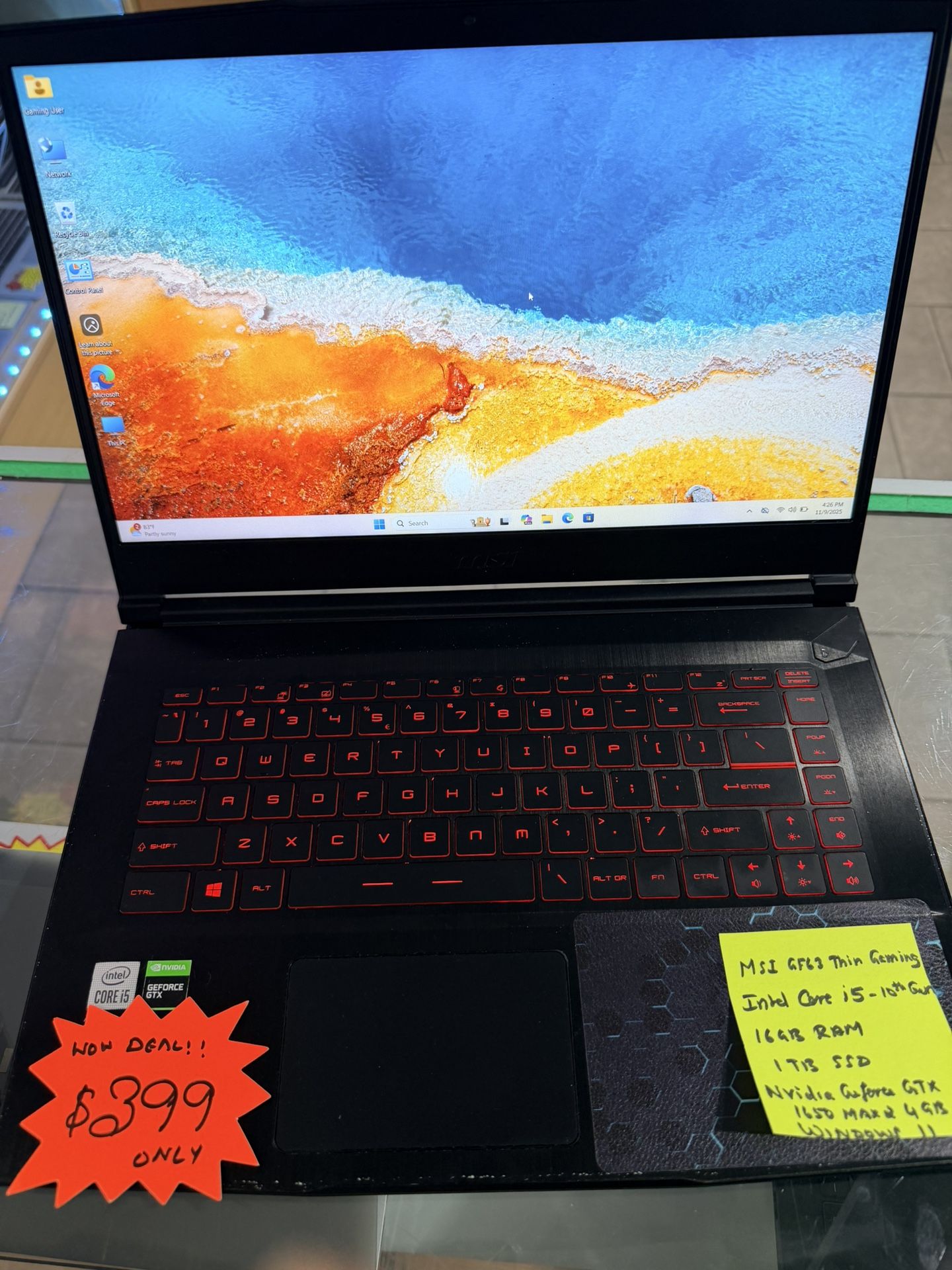Deal of the day- Gaming Laptops - Full specs in the picture. Miracle Touch Computers